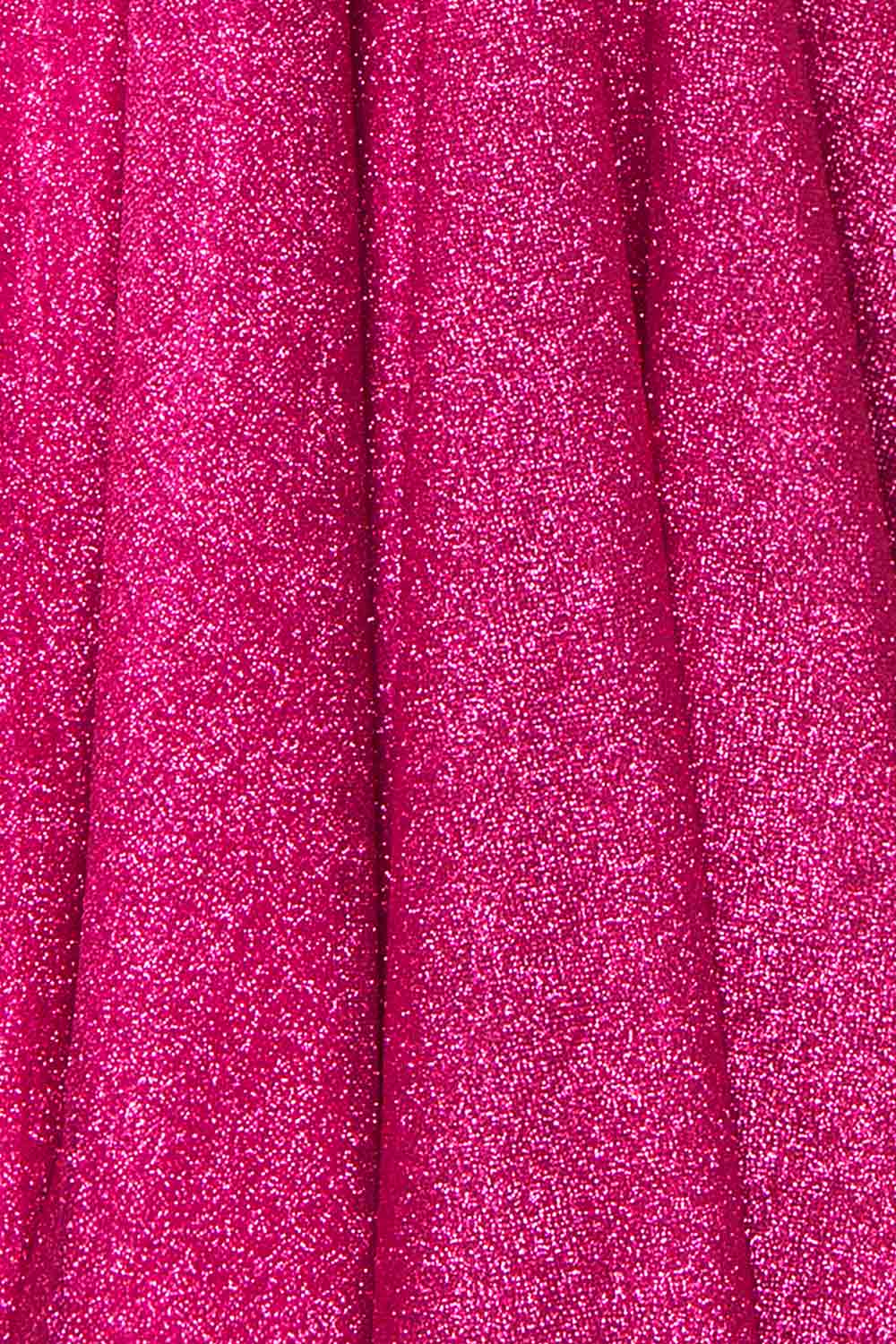 Lexy Fuchsia Sparkly Cowl Neck Maxi Dress | Boutique 1861 fabric