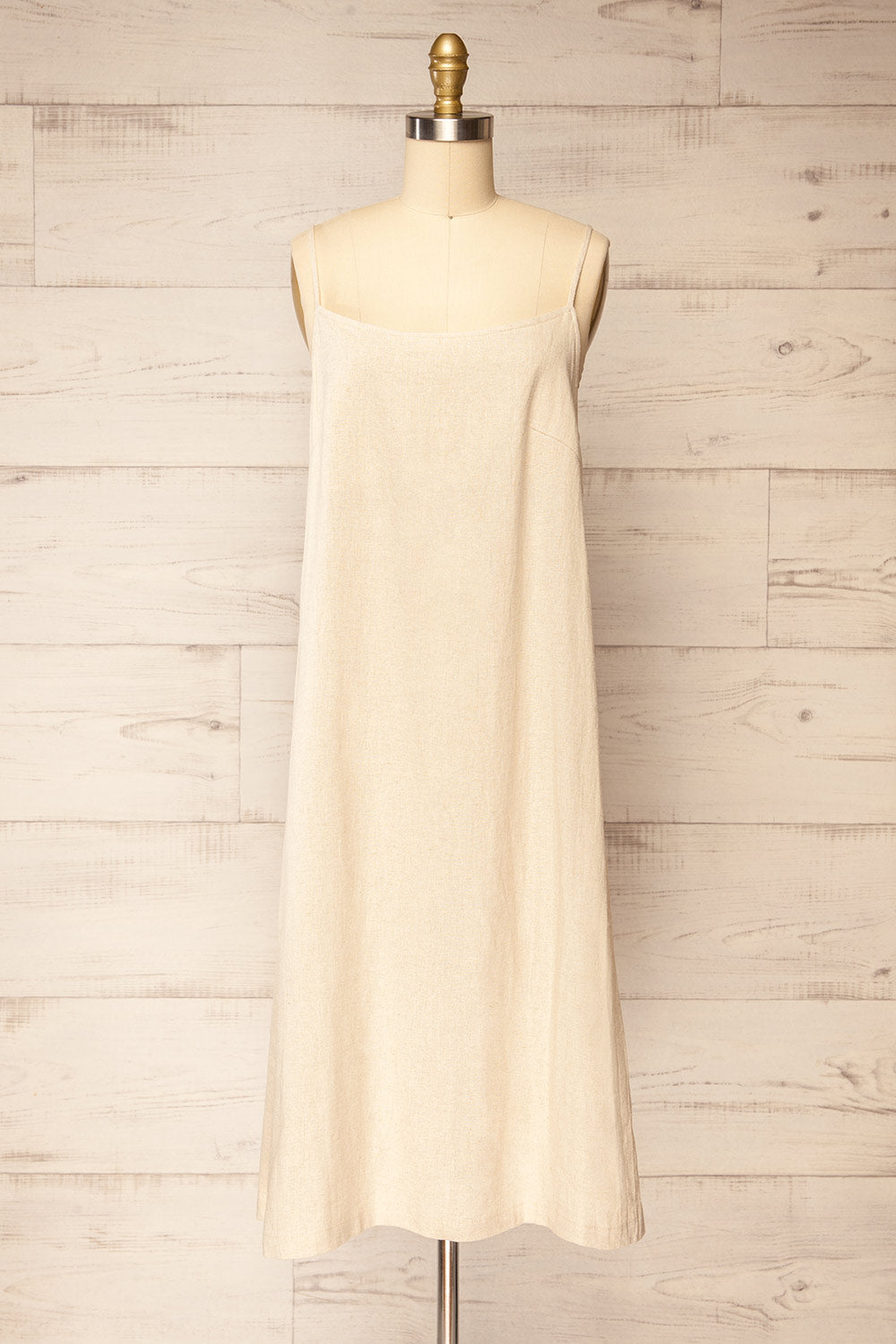 Libby Beige Oversized Slip Dress w/ Slit