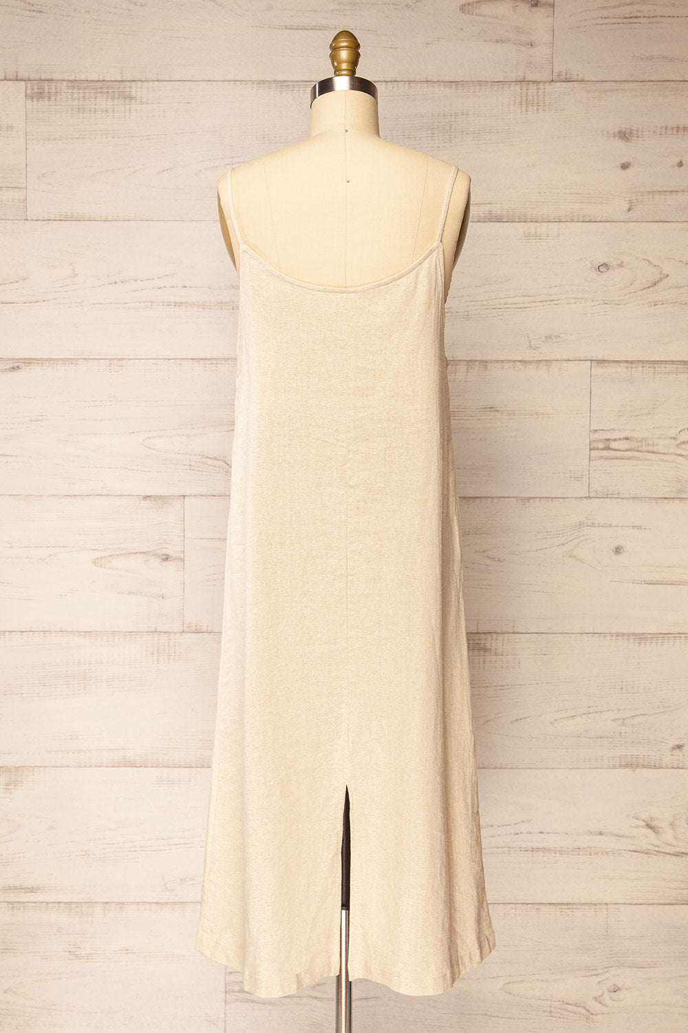 Libby Beige Oversized Slip Dress w/ Slit | La petite garçonne back view