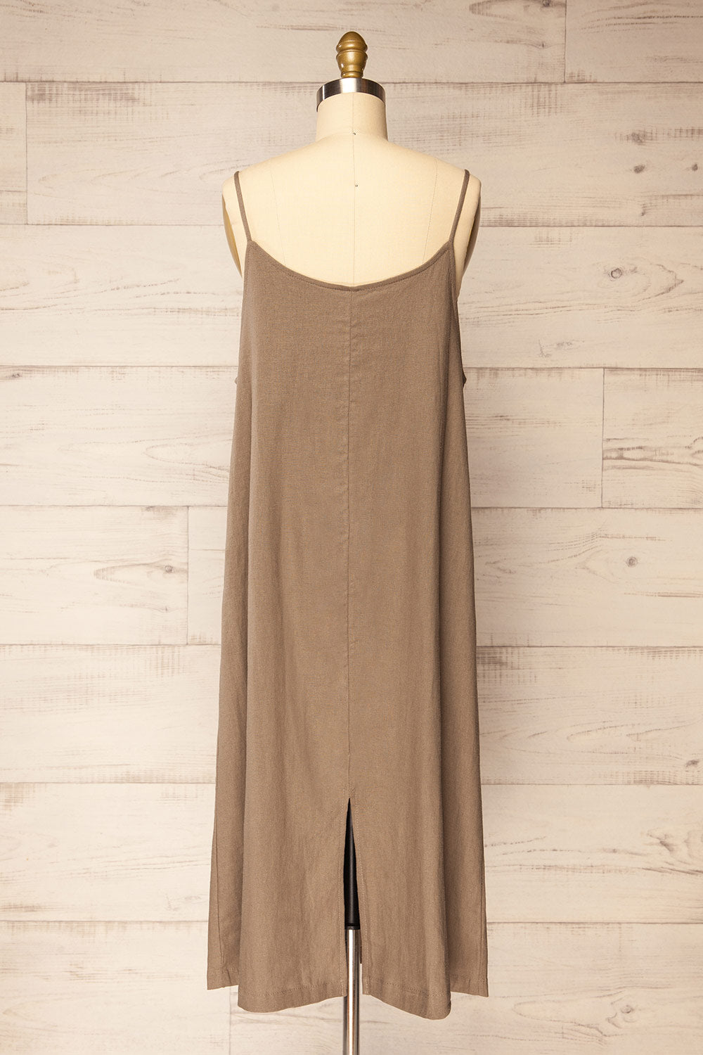 Libby Taupe Oversized Slip Dress w/ Slit | La petite garçonne back view