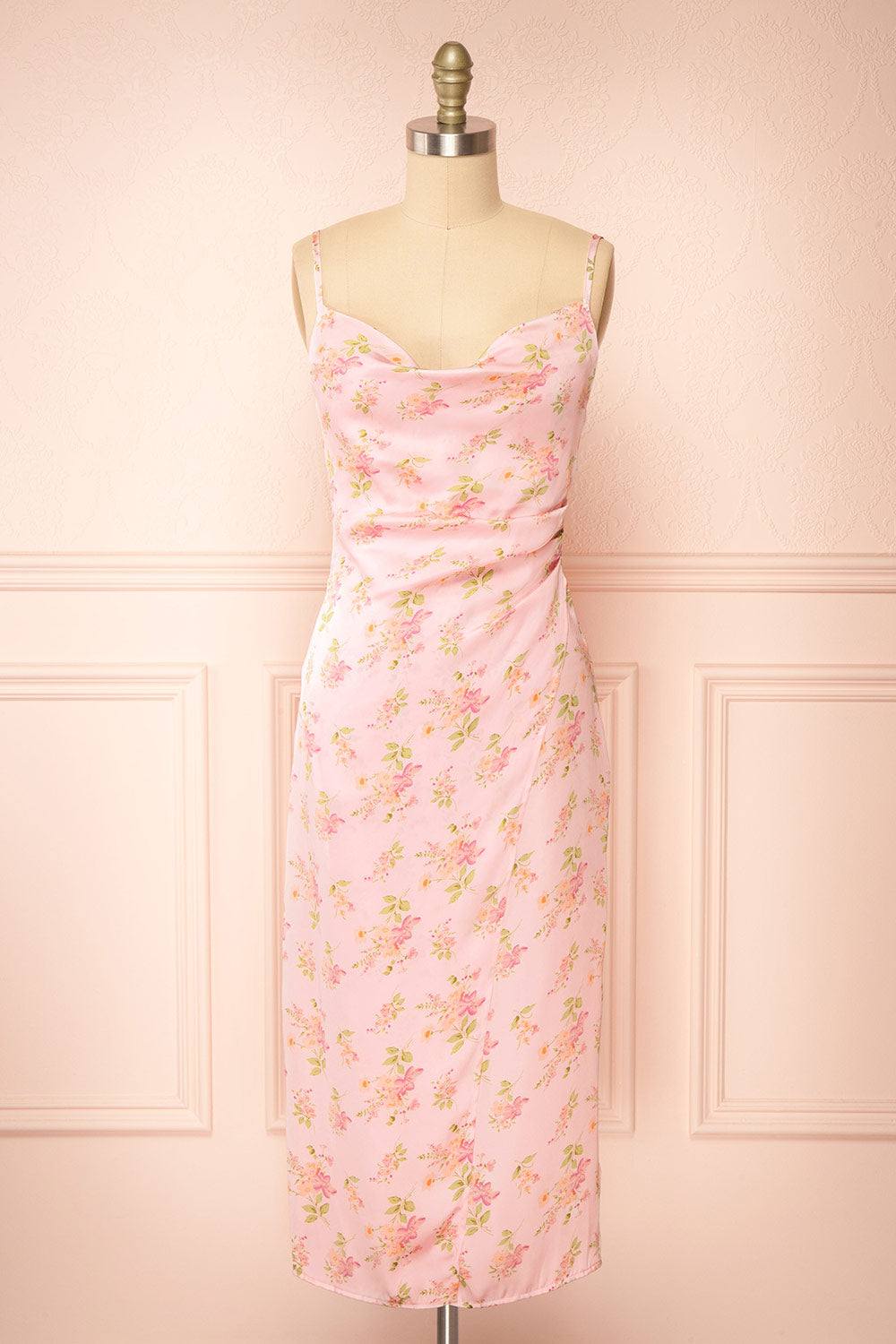 Lilirose Cowl Neck Floral Midi Dress Boutique 1861