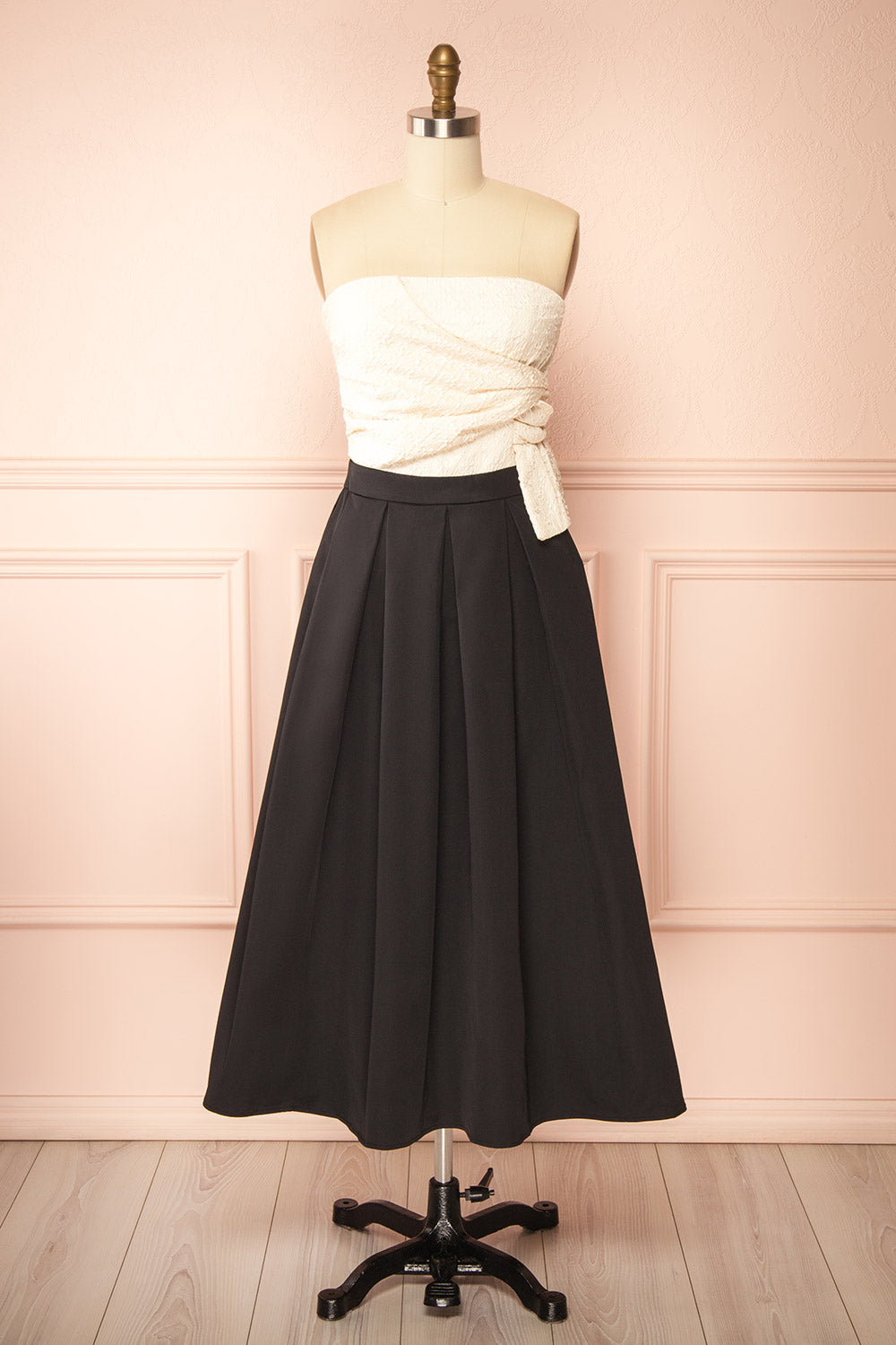 Lindsay Midi Strapless Dress with Draped Bodice | Boutique 1861