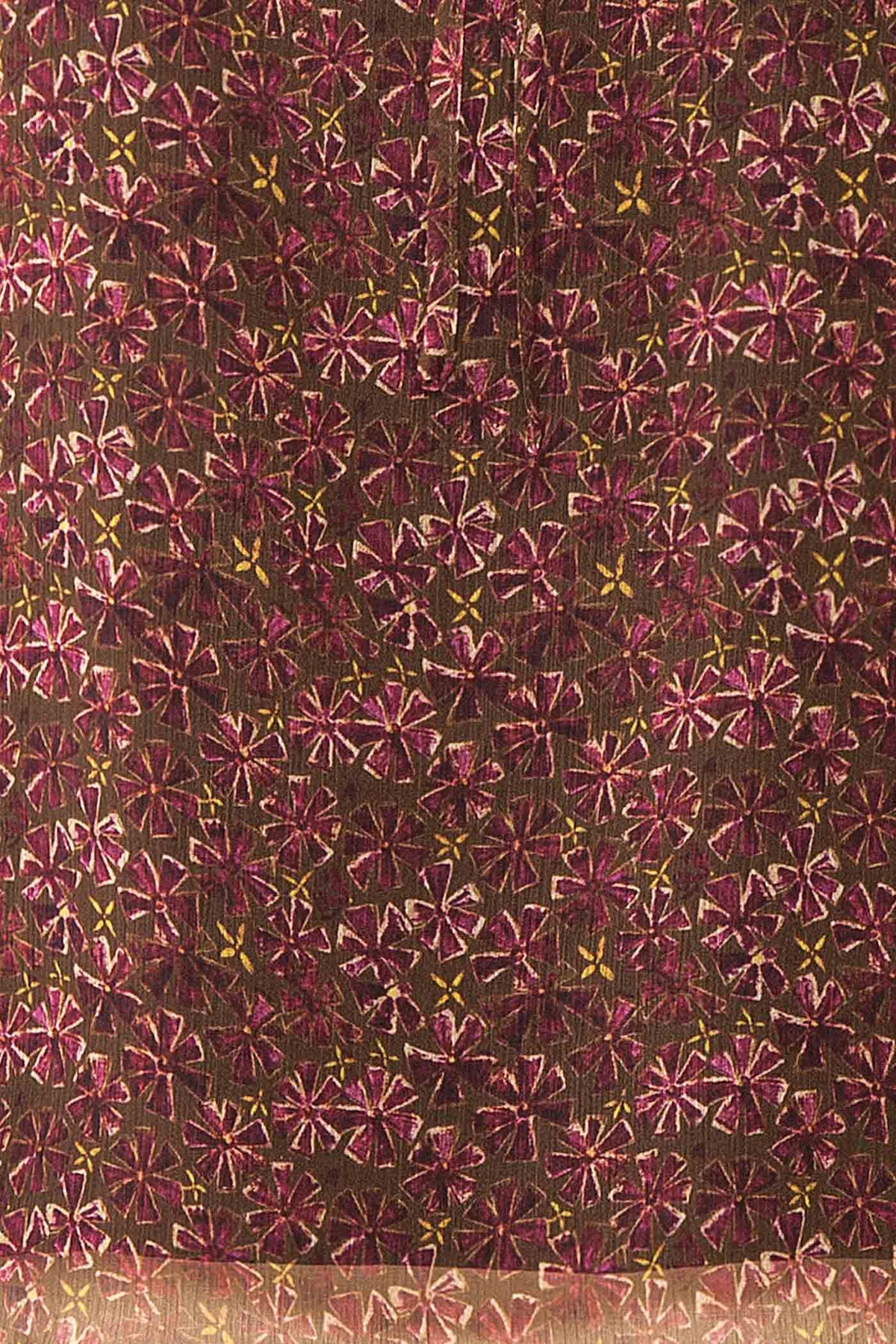 fabric view of Lockne Floral Sheer Blouse with Lined Body and Ruffled Collar at Boutique 1861