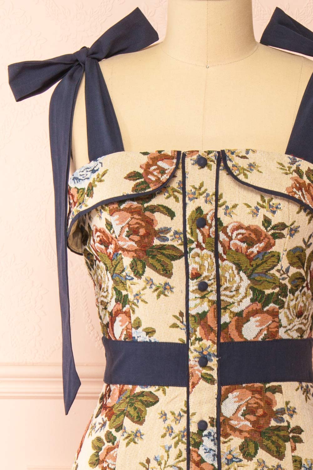 Lonnie Long Jacquard Dress w/ Tie Straps | Boutique 1861 front