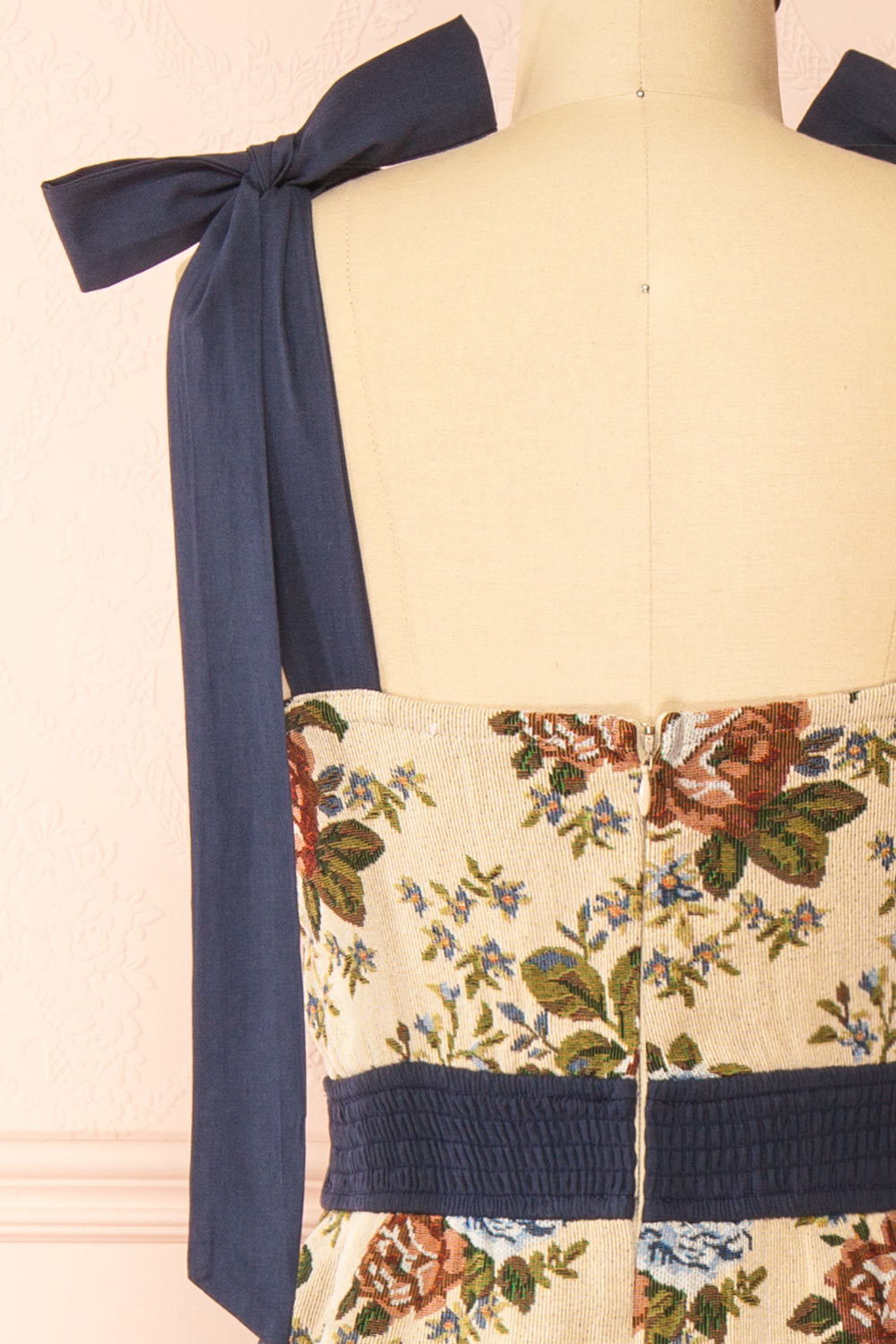 Lonnie Long Jacquard Dress w/ Tie Straps | Boutique 1861 back