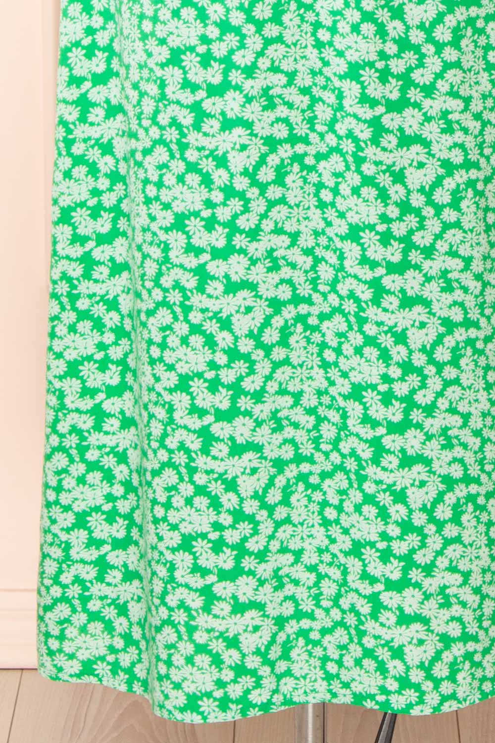 Loranda Green Colourful Maxi Dress w/ Ruffles | Boutique 1861 bottom