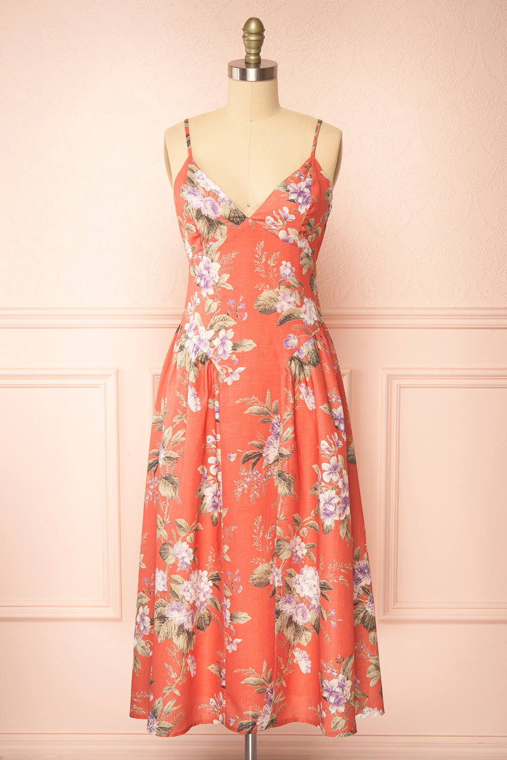 Lorelai Long Orange Floral Dress