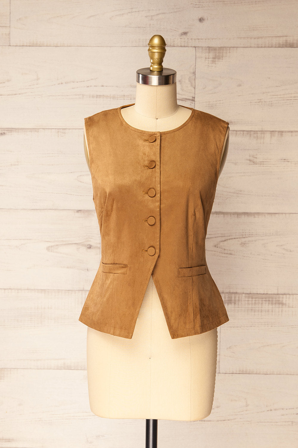 Loreto | Haut en Velours Caramel Sans Manches