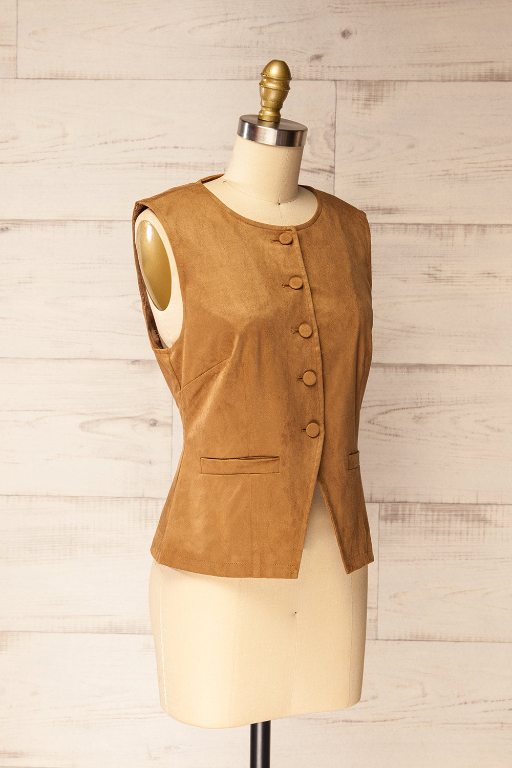 Loreto | Haut en Velours Caramel Sans Manches