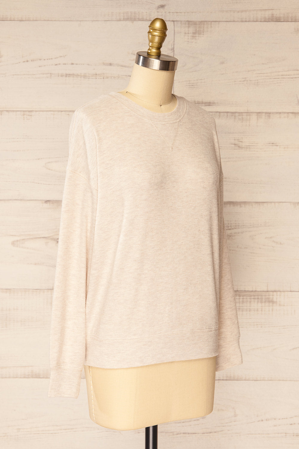 Louina Beige Ribbed Pyjama Top | La petite garçonne side view