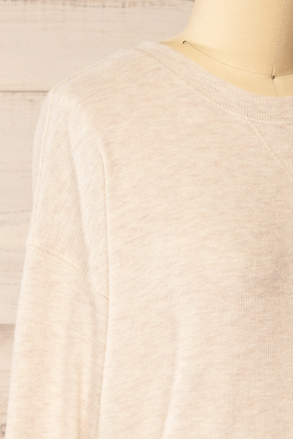 Louina Beige Ribbed Pyjama Top | La petite garçonne side