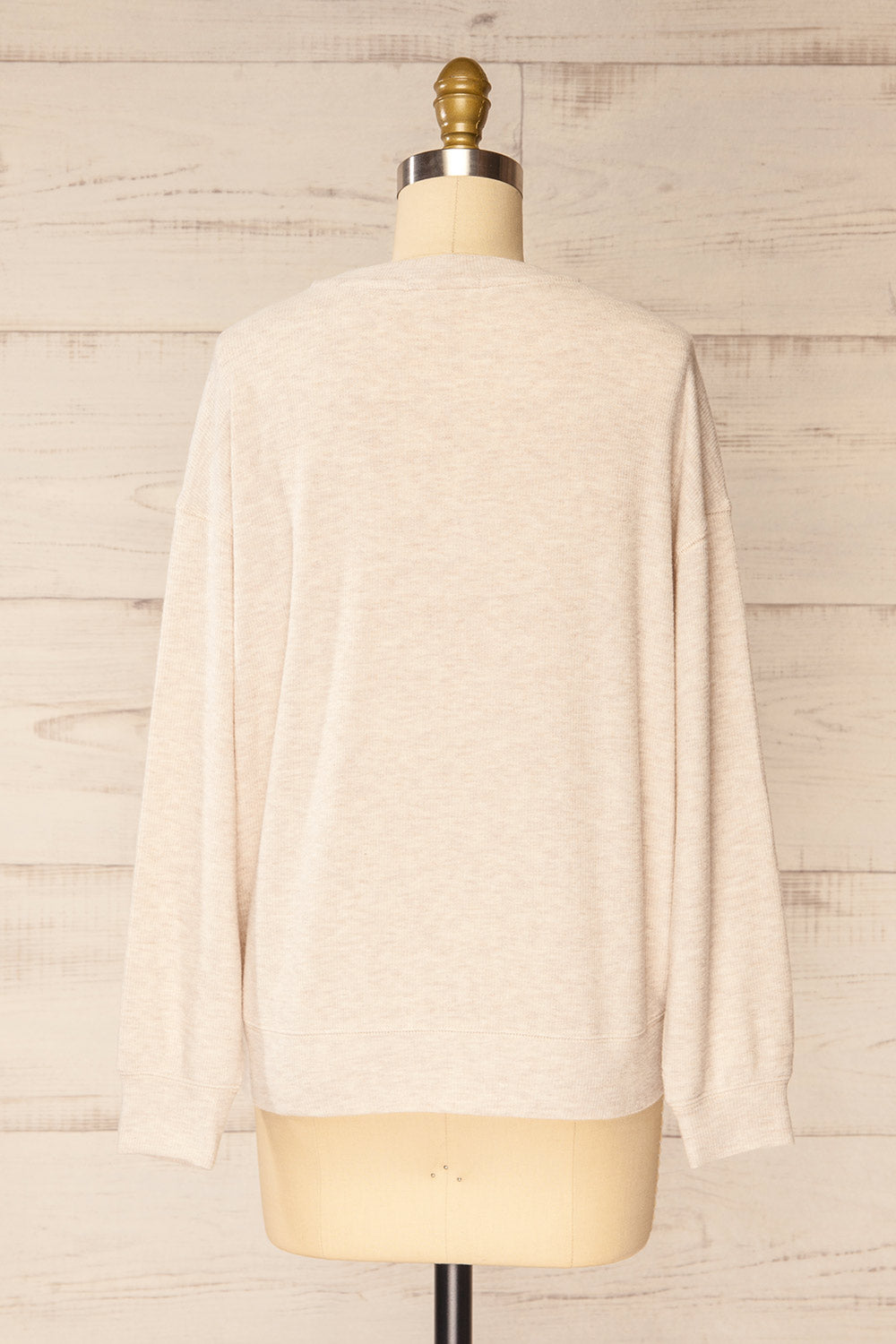 Louina Beige Ribbed Pyjama Top | La petite garçonne back view