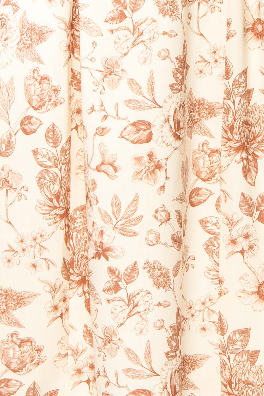 Louna Brown Strapless Floral Faux Linen Dress | Boutique 1861 fabric