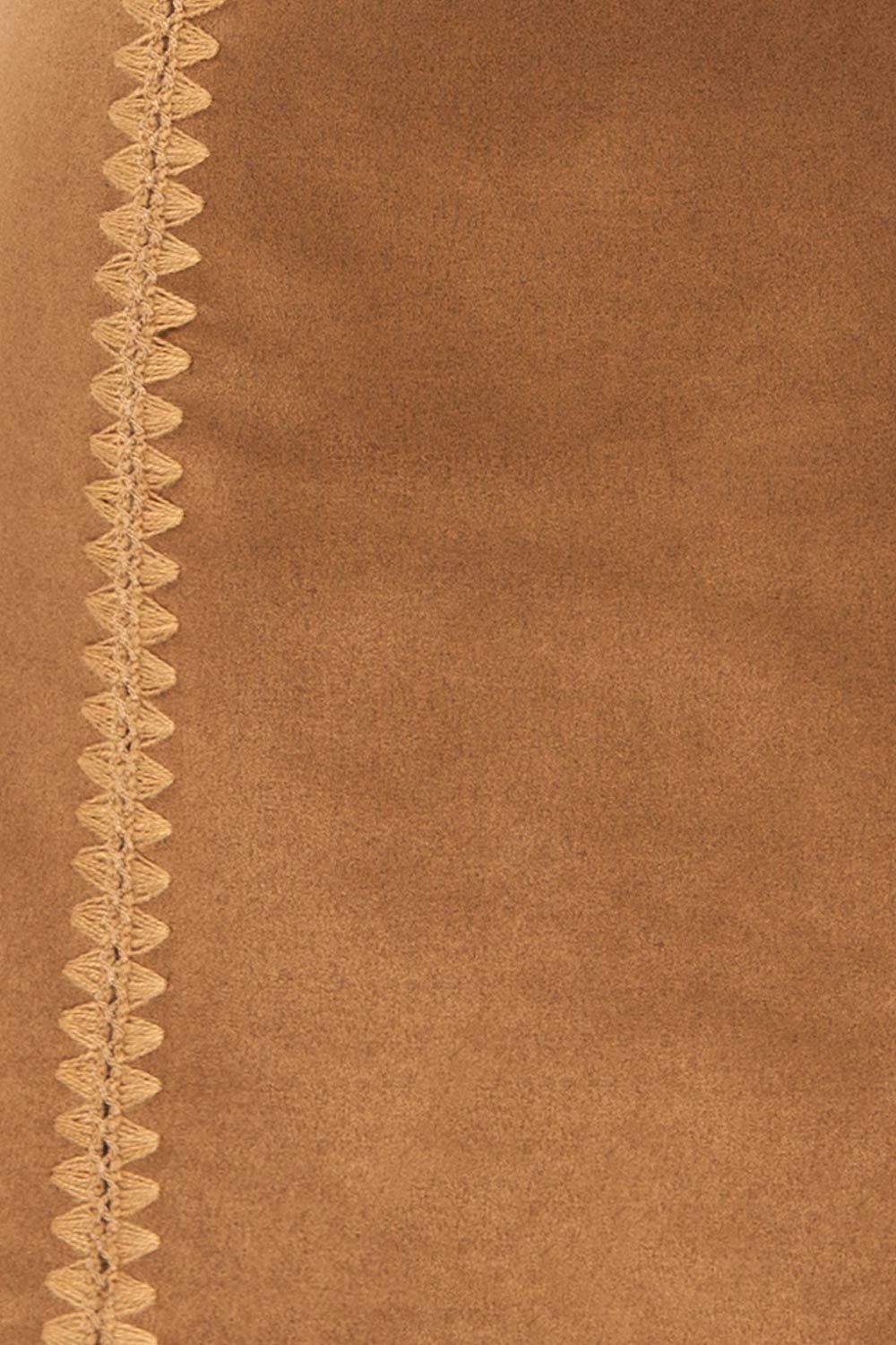 Loxton Short Brown Faux Suede Skirt | La petite garçonne fabric