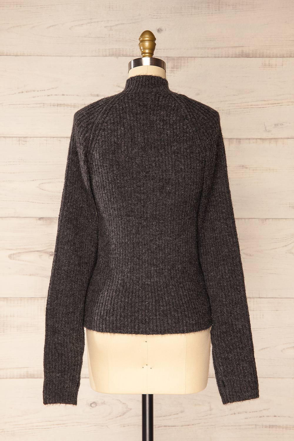Luanda Grey Long Ribbed Sweater | La petite garçonne back view