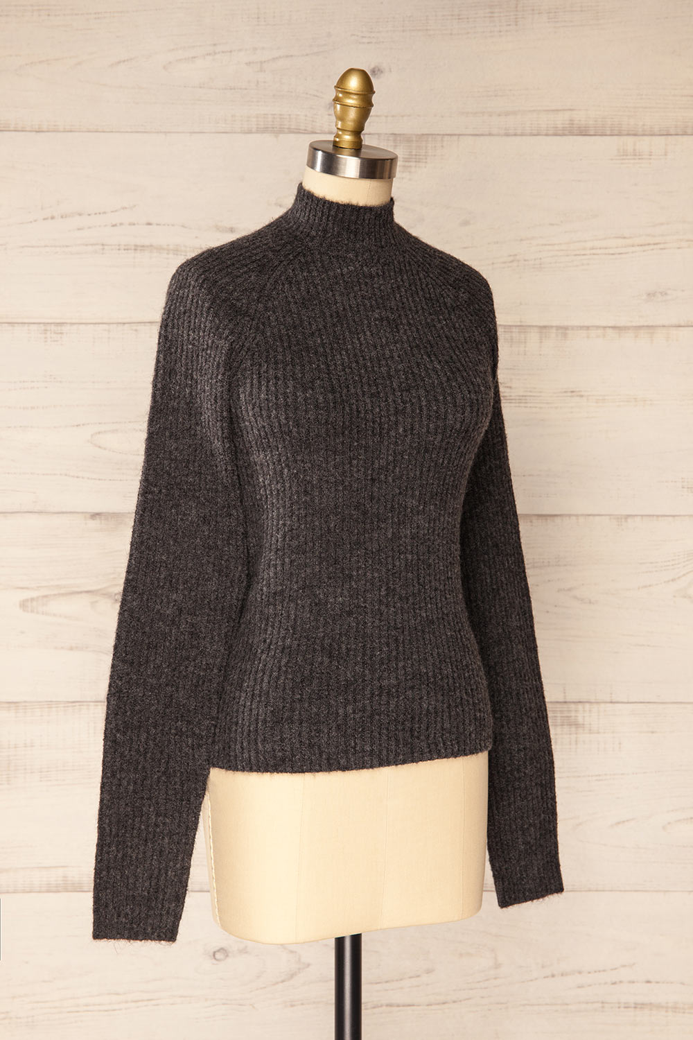 Luanda Grey Long Ribbed Sweater | La petite garçonne side view