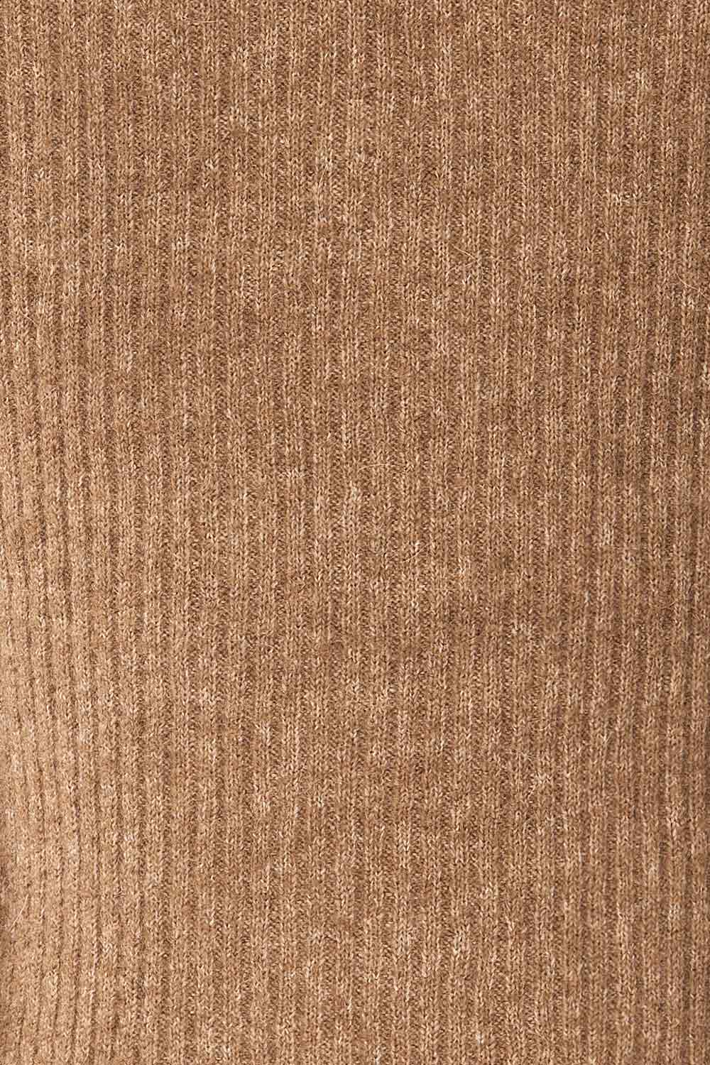 Luanda Taupe Long Ribbed Sweater | La petite garçonne texture
