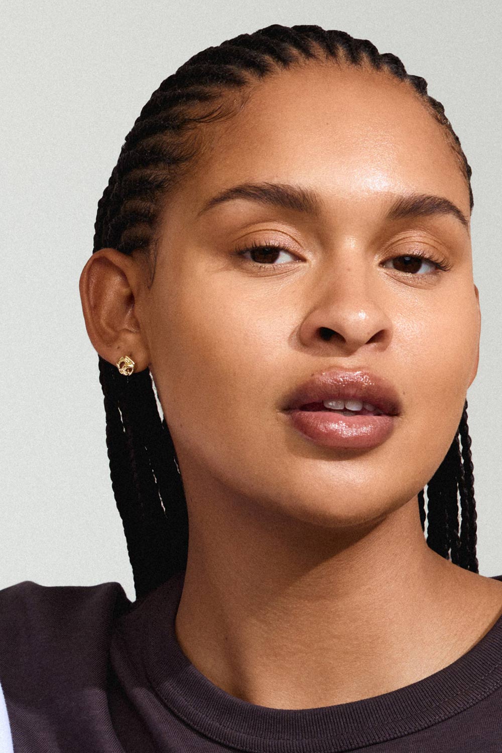 Lucai Gold Organic Stud Earrings | La petite garçonne model