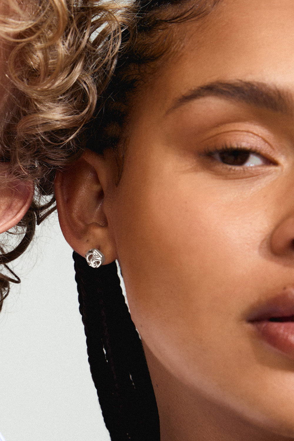 Lucai Silver Organic Stud Earrings | La petite garçonne model