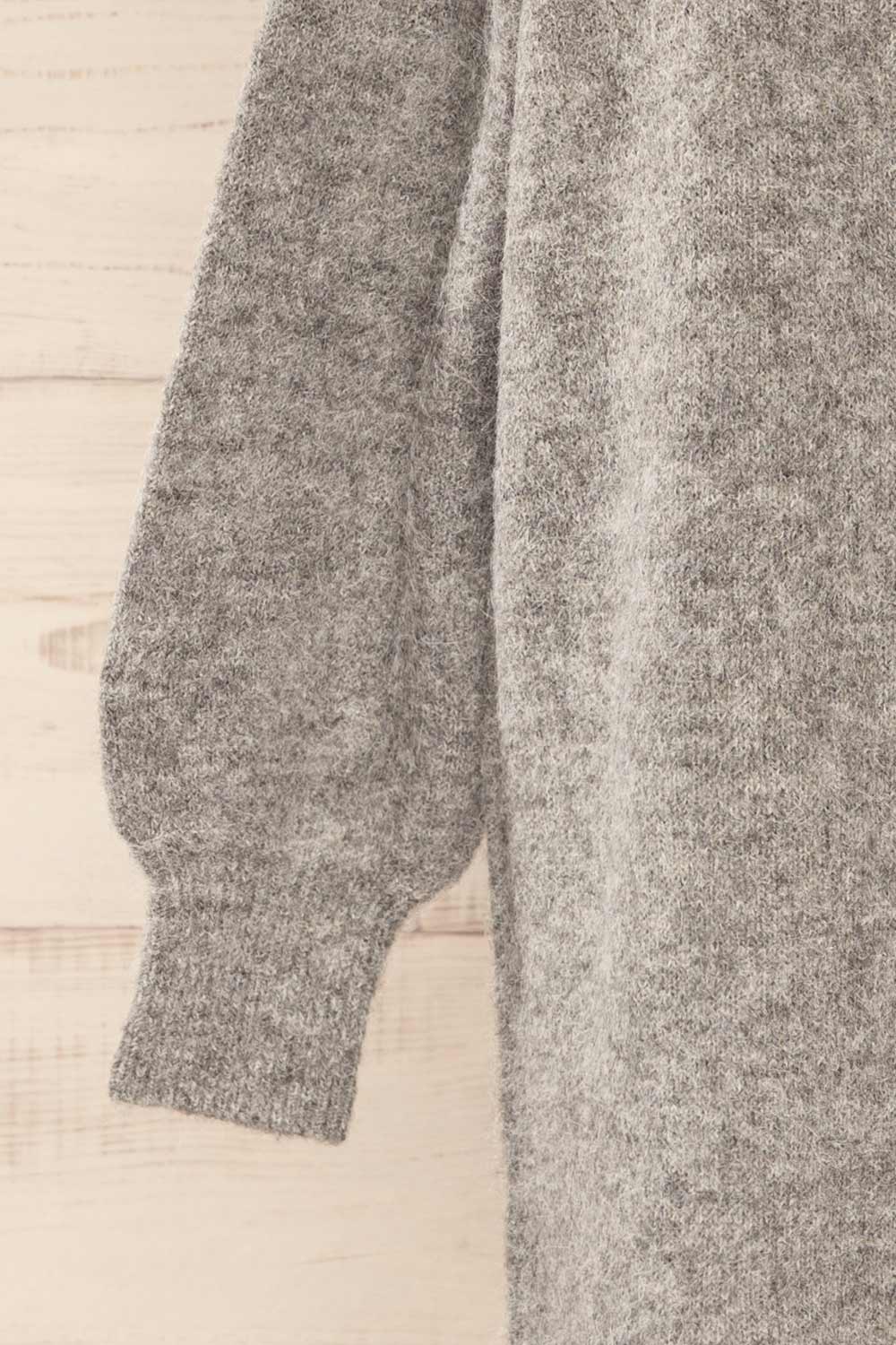 Lucienne Grey Midi Fuzzy Knit Dress | La petite garçonne sleeve