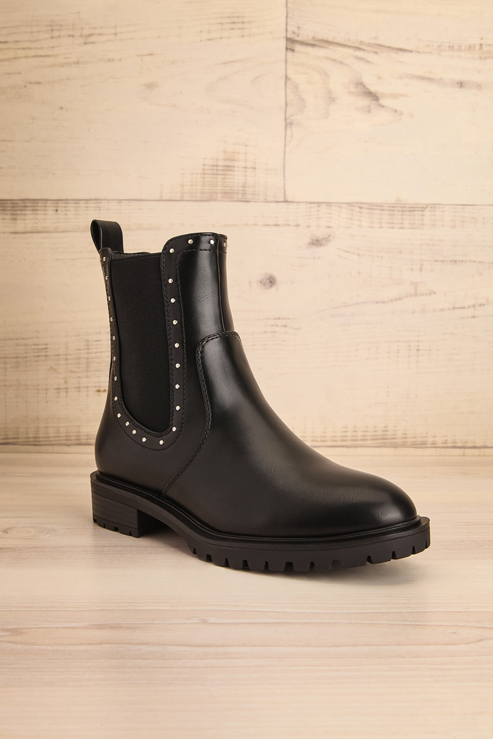 Luena Black Studded Chelsea Boots | La petite garçonne side view