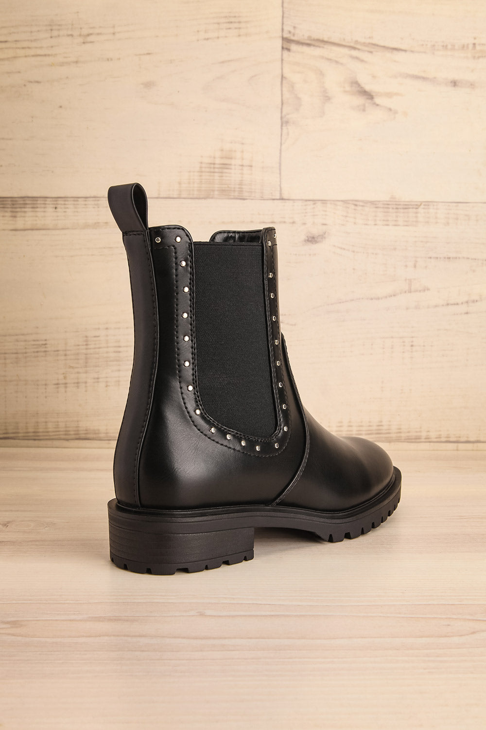 Luena Black Studded Chelsea Boots | La petite garçonne back view