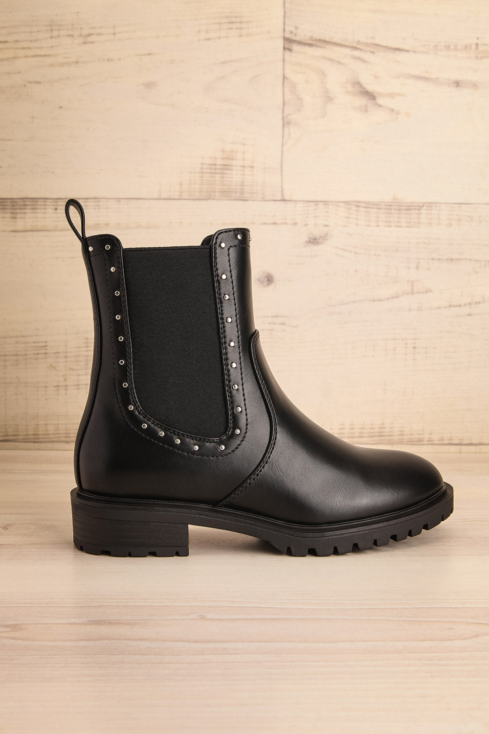 Luena Black Studded Chelsea Boots | La petite garçonne front view