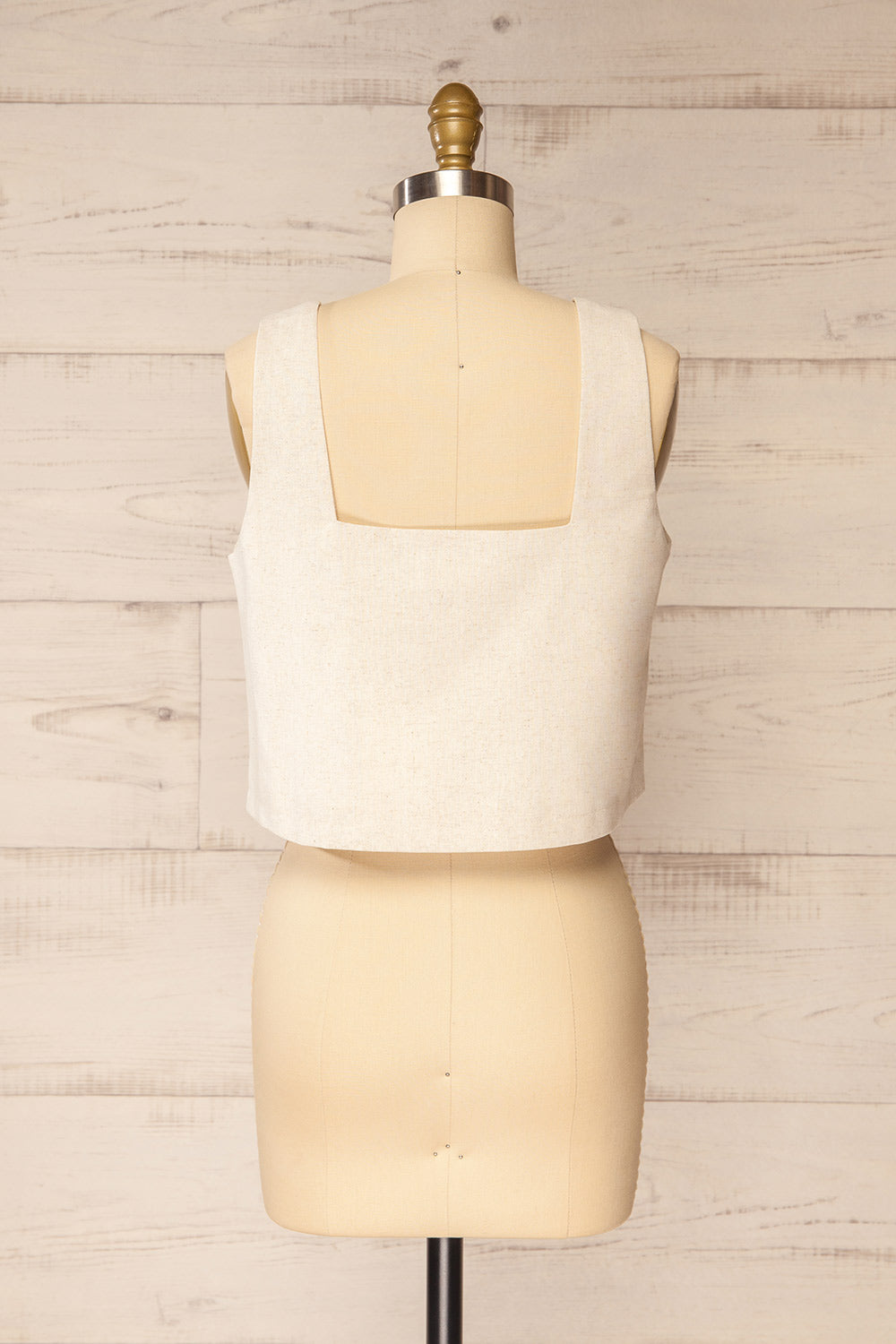 Lukla Beige Cropped Linen Tank Top | La petite garçonne back view