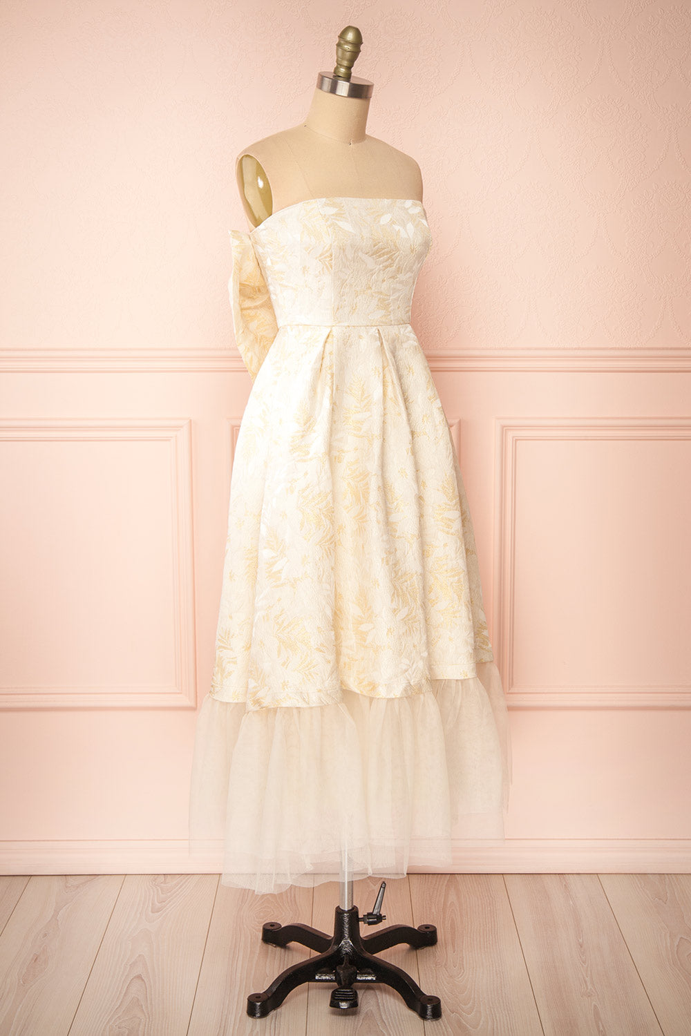 Luminea Floral Jacquard Strapless Midi Dress | Boudoir 1861 side view