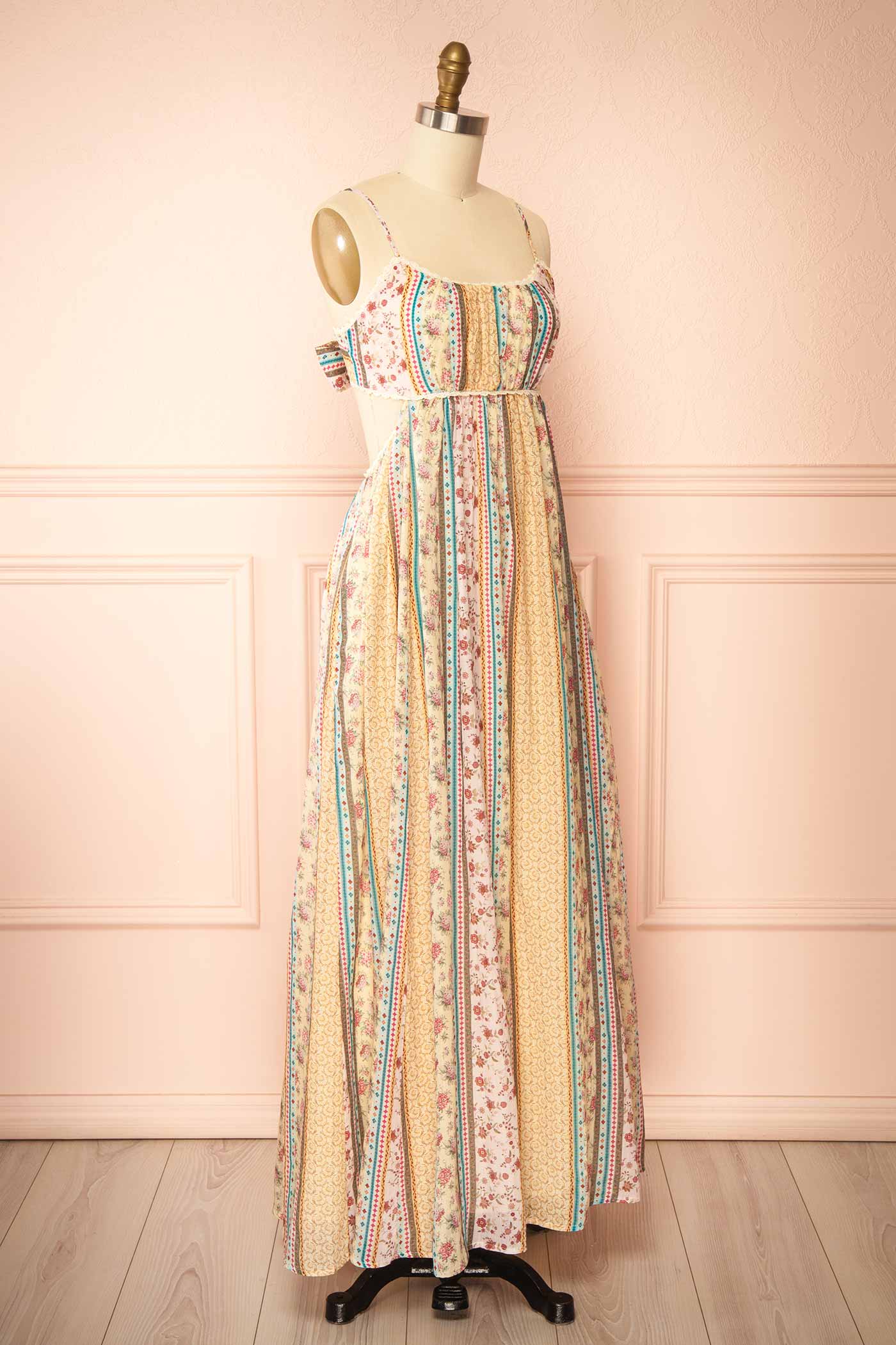 Profile view Lumora Multicoloured Maxi Dress with Pockets at la boutique 1861