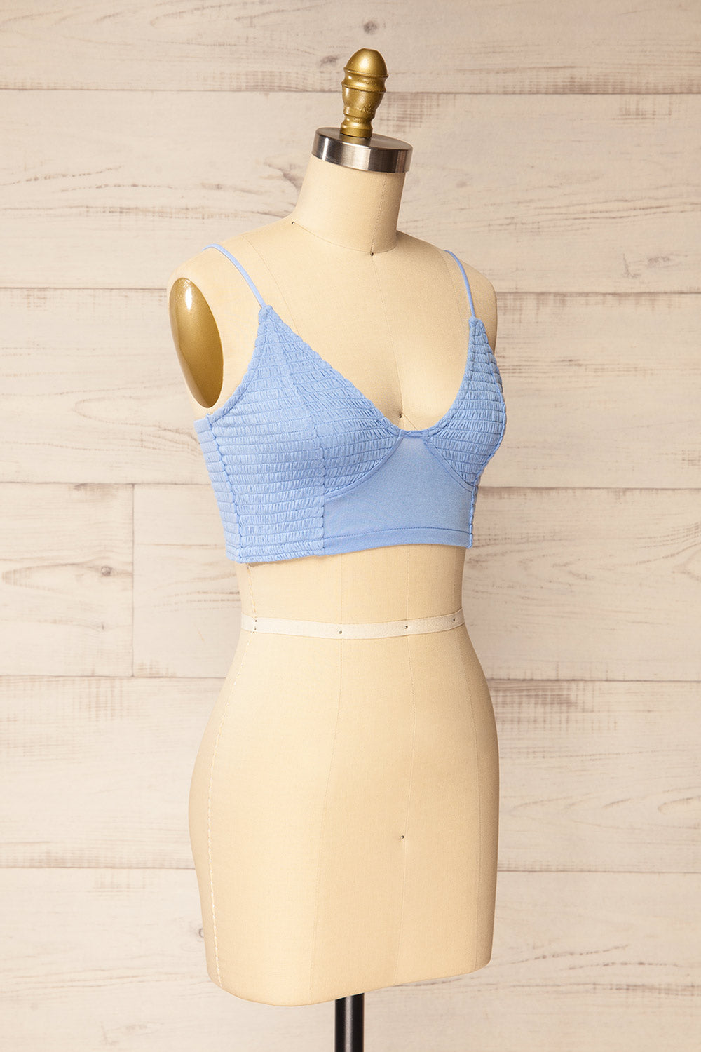 Lustleigh Blue Cropped Ruched Camisole | La petite garçonne side view