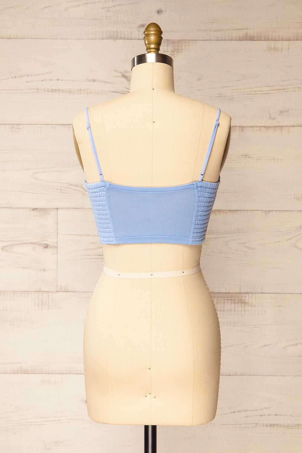 Lustleigh Blue Cropped Ruched Camisole | La petite garçonne back view