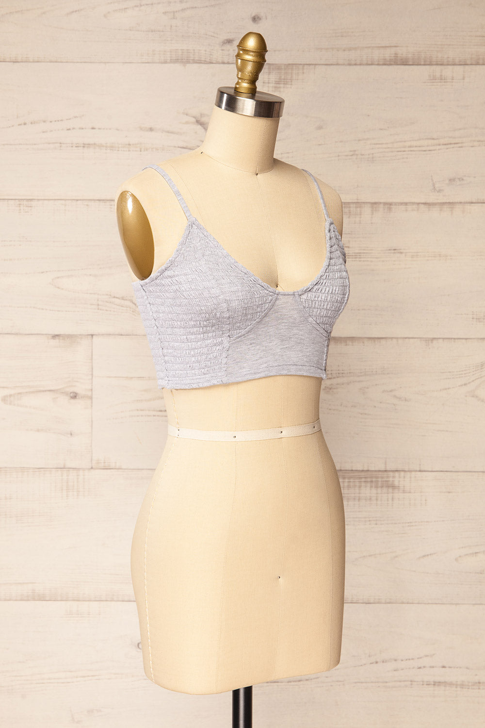 Lustleigh Grey Cropped Ruched Camisole | La petite garçonne side view