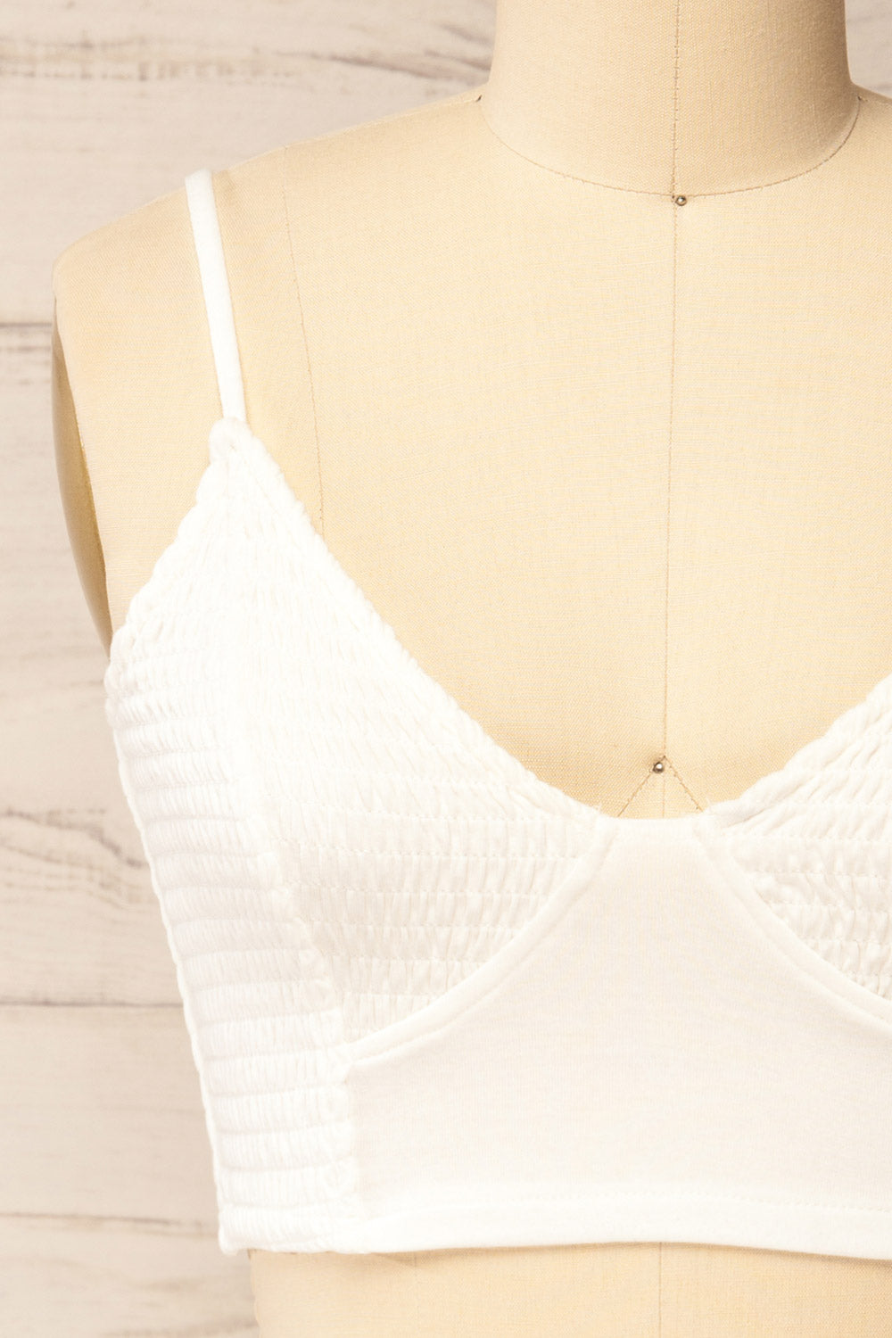 Lustleigh White Cropped Ruched Camisole | La petite garçonne front