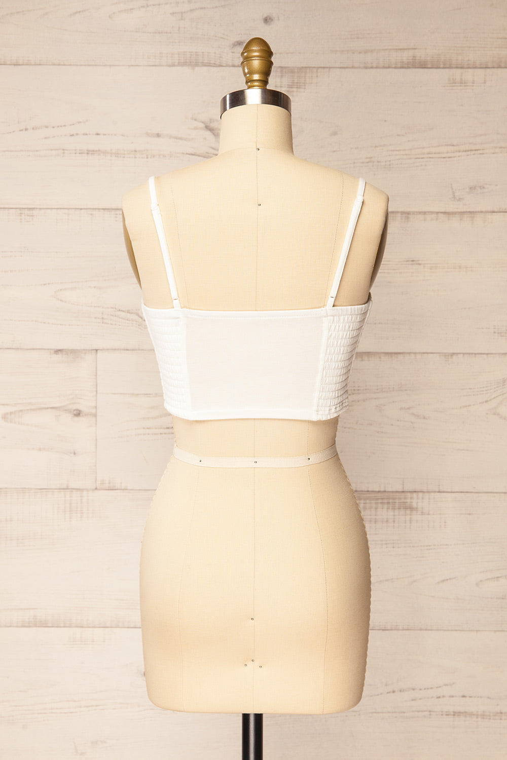 Lustleigh White Cropped Ruched Camisole | La petite garçonne back view