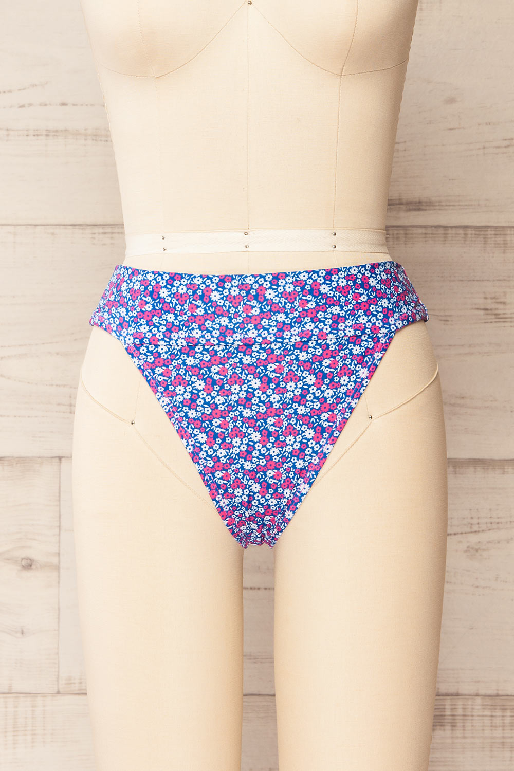 Luzalaka Blue Floral Bikini Bottom | La petite garçonne front view