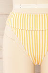 Luzalaka Yellow Striped Bikini Bottom | La petite garçonne front close-up