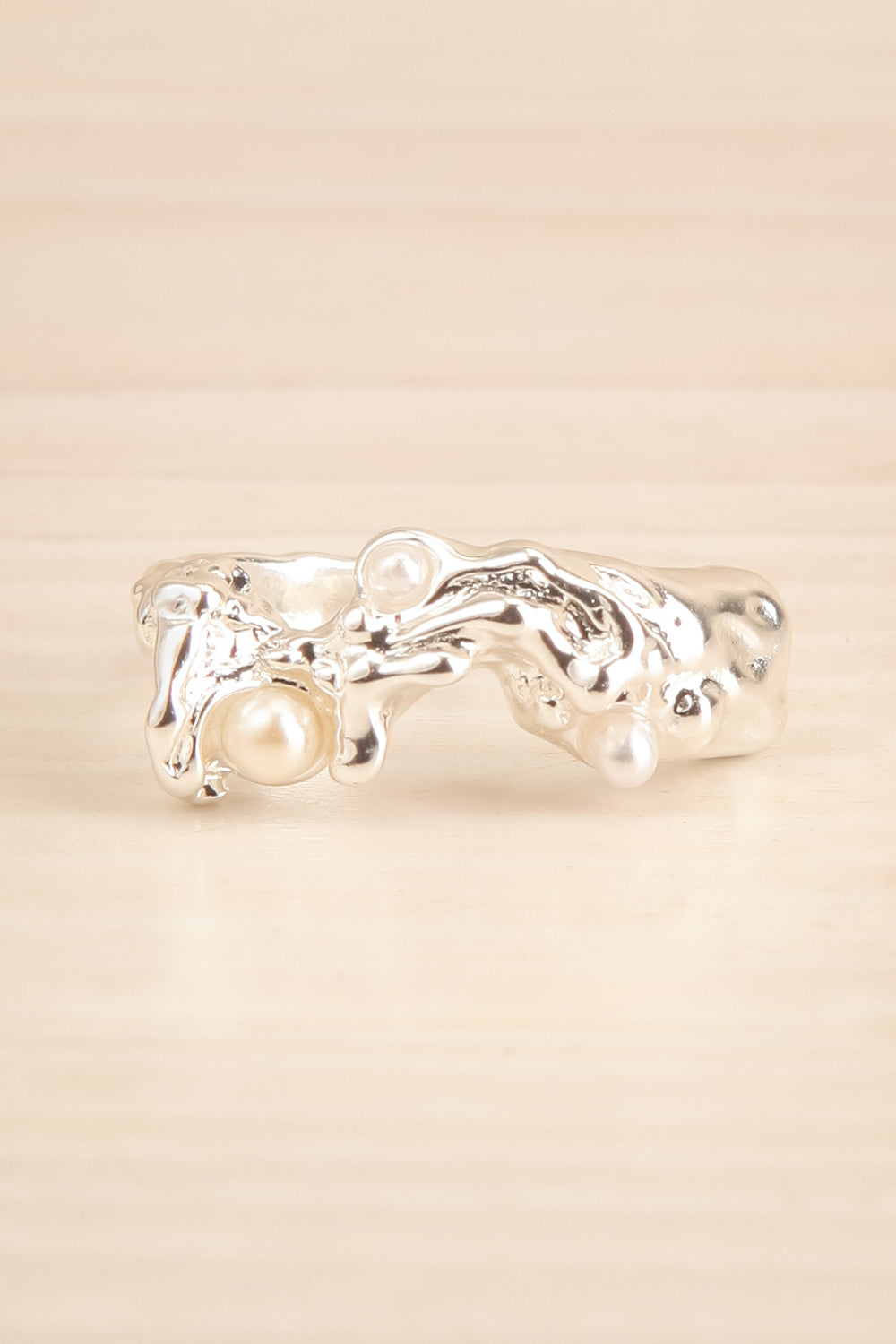Luzenac Silver | Organic Ring w/ Glass Beads