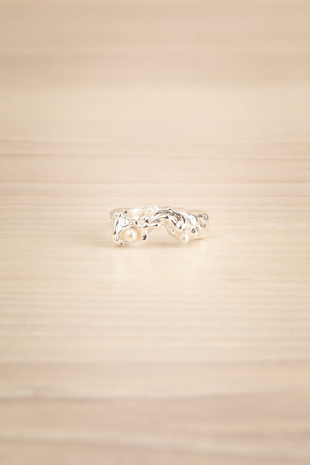 Luzenac Silver | Organic Ring w/ Glass Beads