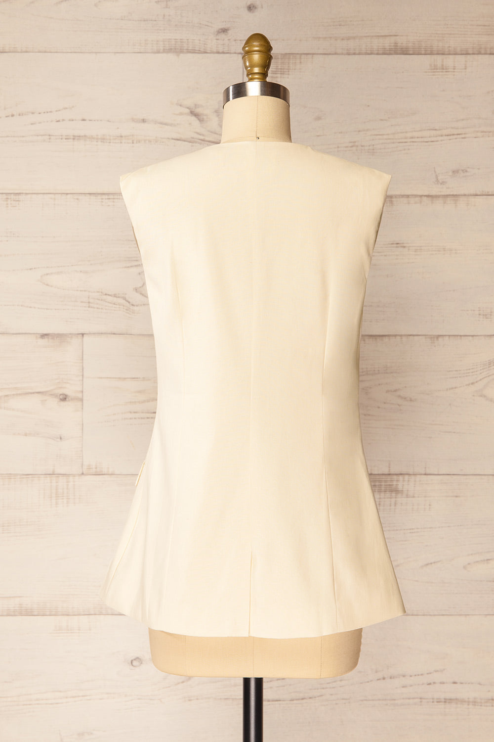 Lwang Beige Longline Button-Down Vest Top | La petite garçonne back view