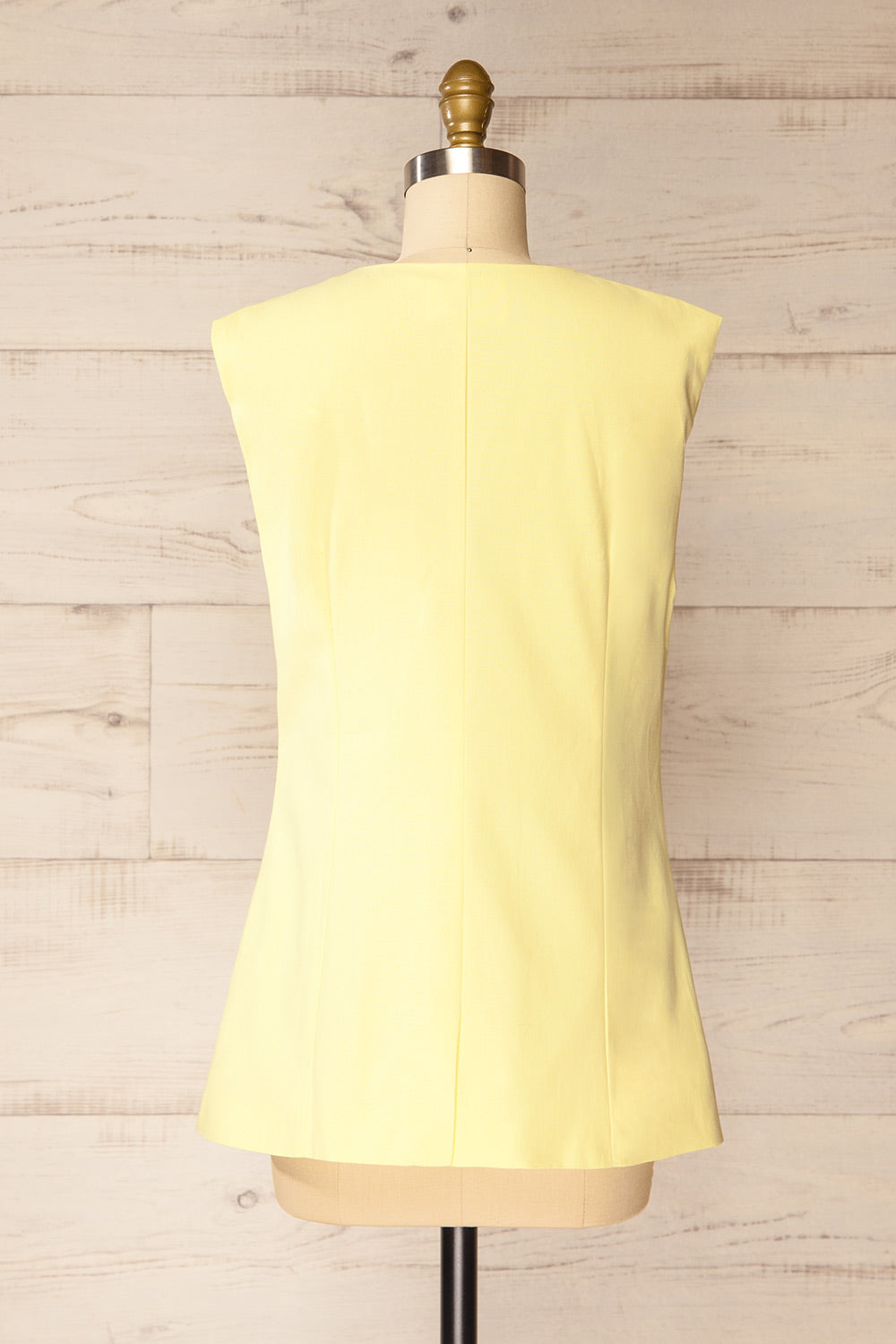 Lwang Light Yellow Longline Button-Down Vest Top | La petite garçonne back view