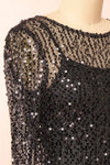 Lyrissa Black Short Mesh Sequin Dress | Boutique 1861 side