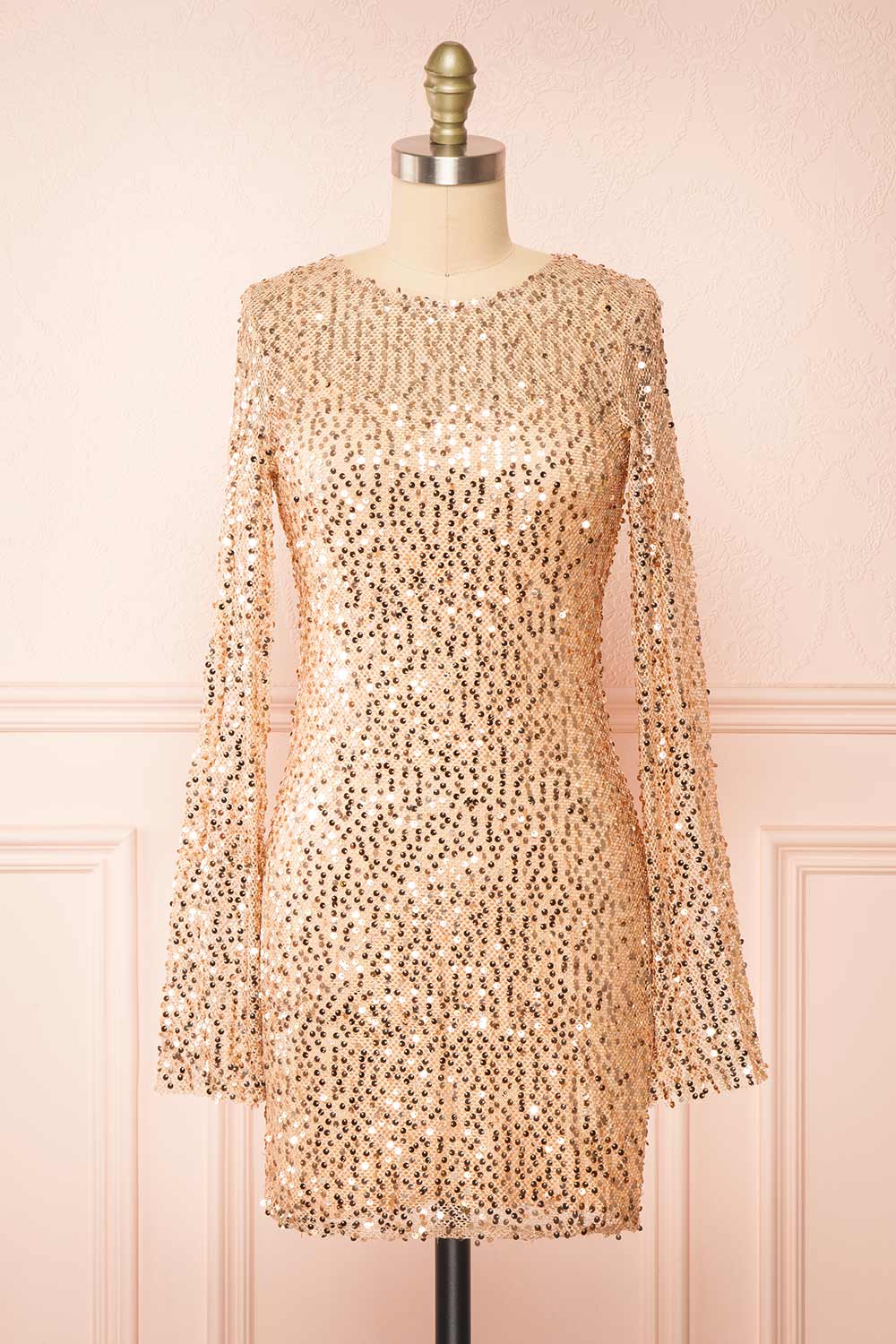 Lyrissa Rosegold Short Mesh Sequin Dress Boutique 1861