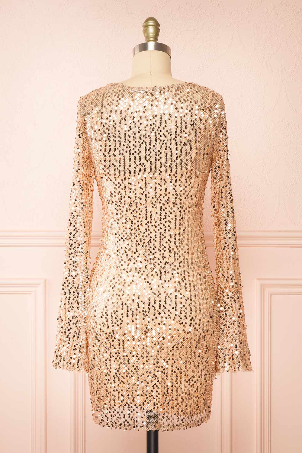 Lyrissa Rosegold | Short Mesh Sequin Dress
