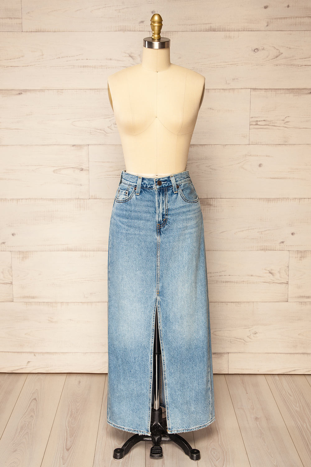Jupe courte Blossom en coton jean unie avec ceinture denim et poches