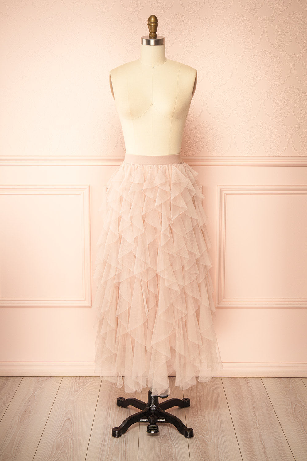Lysis Ruffled Pink Low Cut Skirt | Boutique 1861 front view