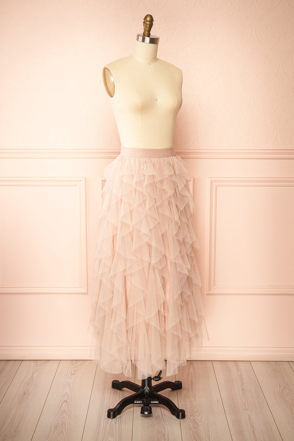 Lysis Ruffled Pink Low Cut Skirt | Boutique 1861 side view