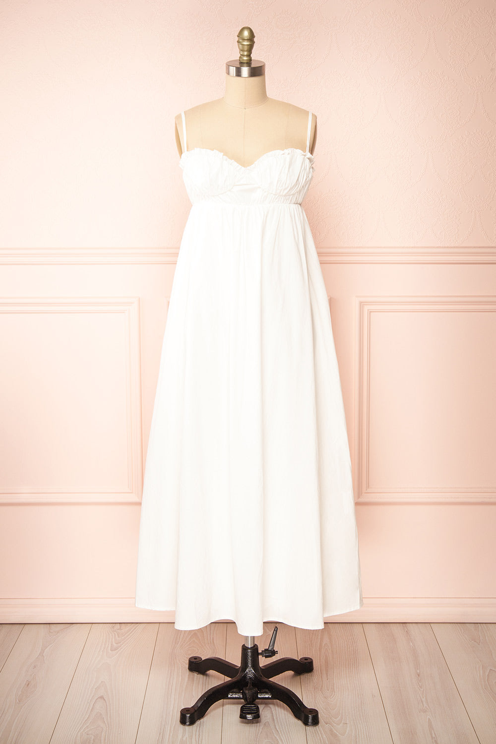 Lyssa | White Midi Dress w/ Empire Waist Lyssa | White Midi Dress w/ Empire Waist