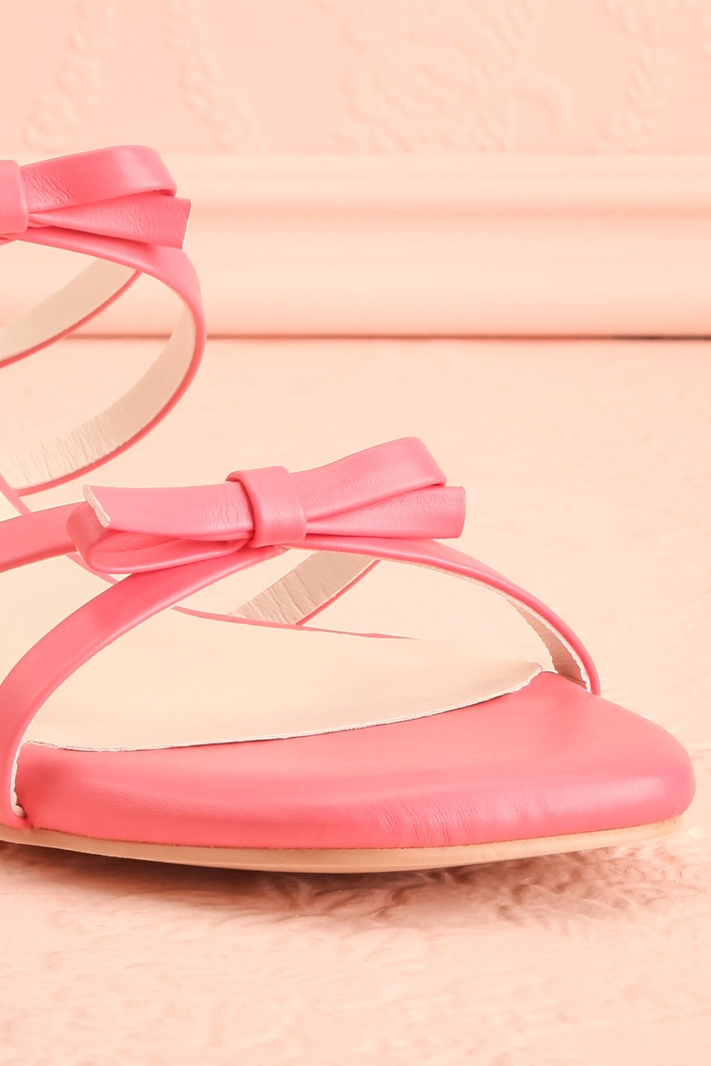 Macy Pink Heeled Sandals w/ Bows | Maison garçonne front close-up