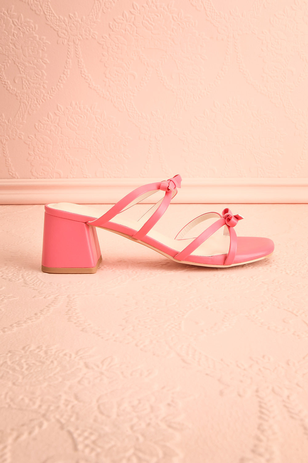 Macy Pink Heeled Sandals w/ Bows | Maison garçonne side view